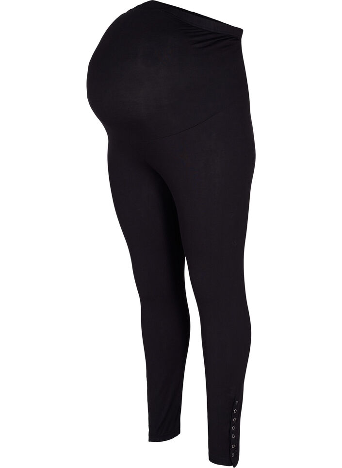 Pregnancy leggings in viscose with buttons, Black, Packshot image number 0