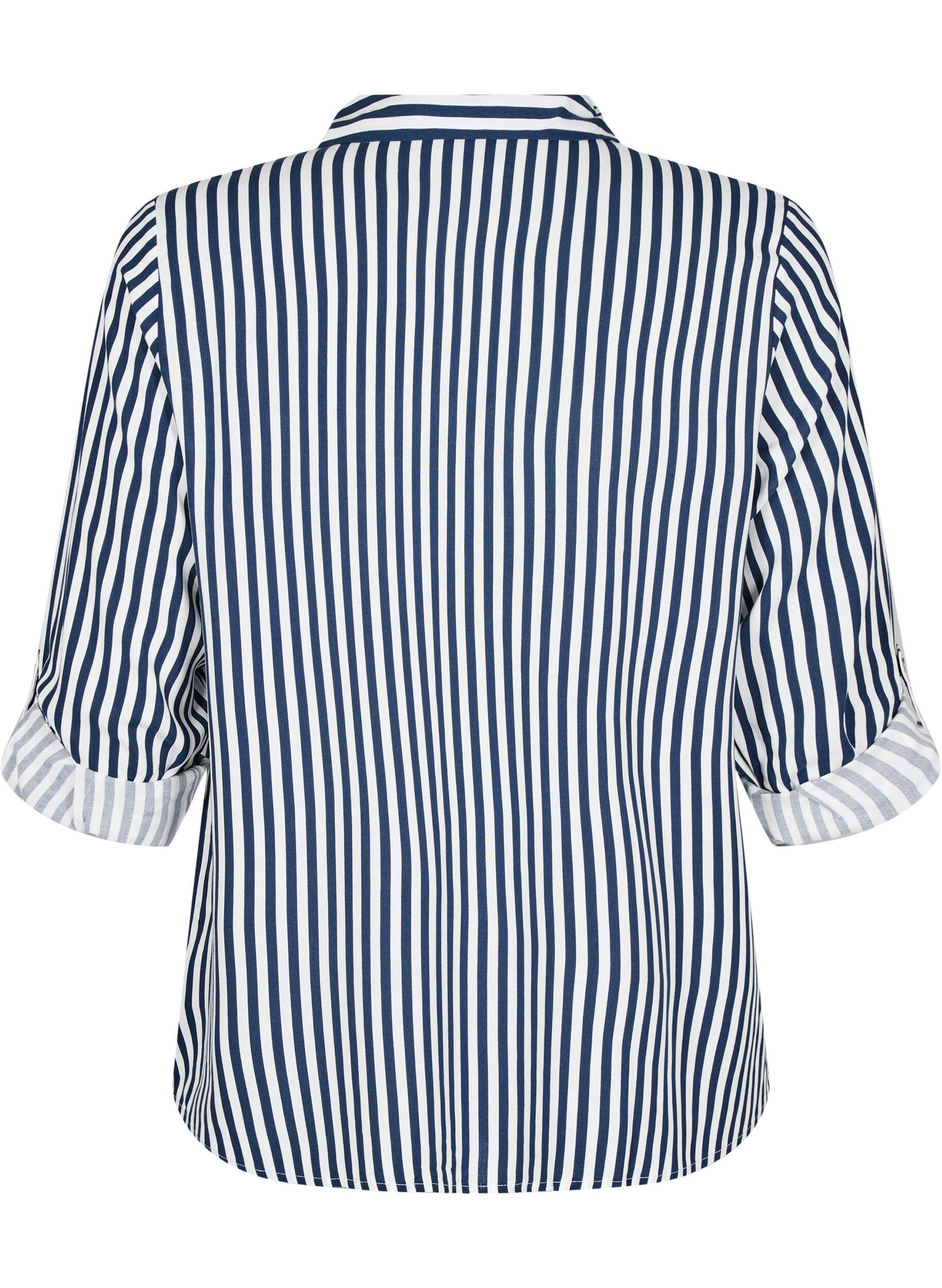 Zizzifashion FLASH - Striped shirt with rolled-up sleeves, Blue, Packshot image number 1