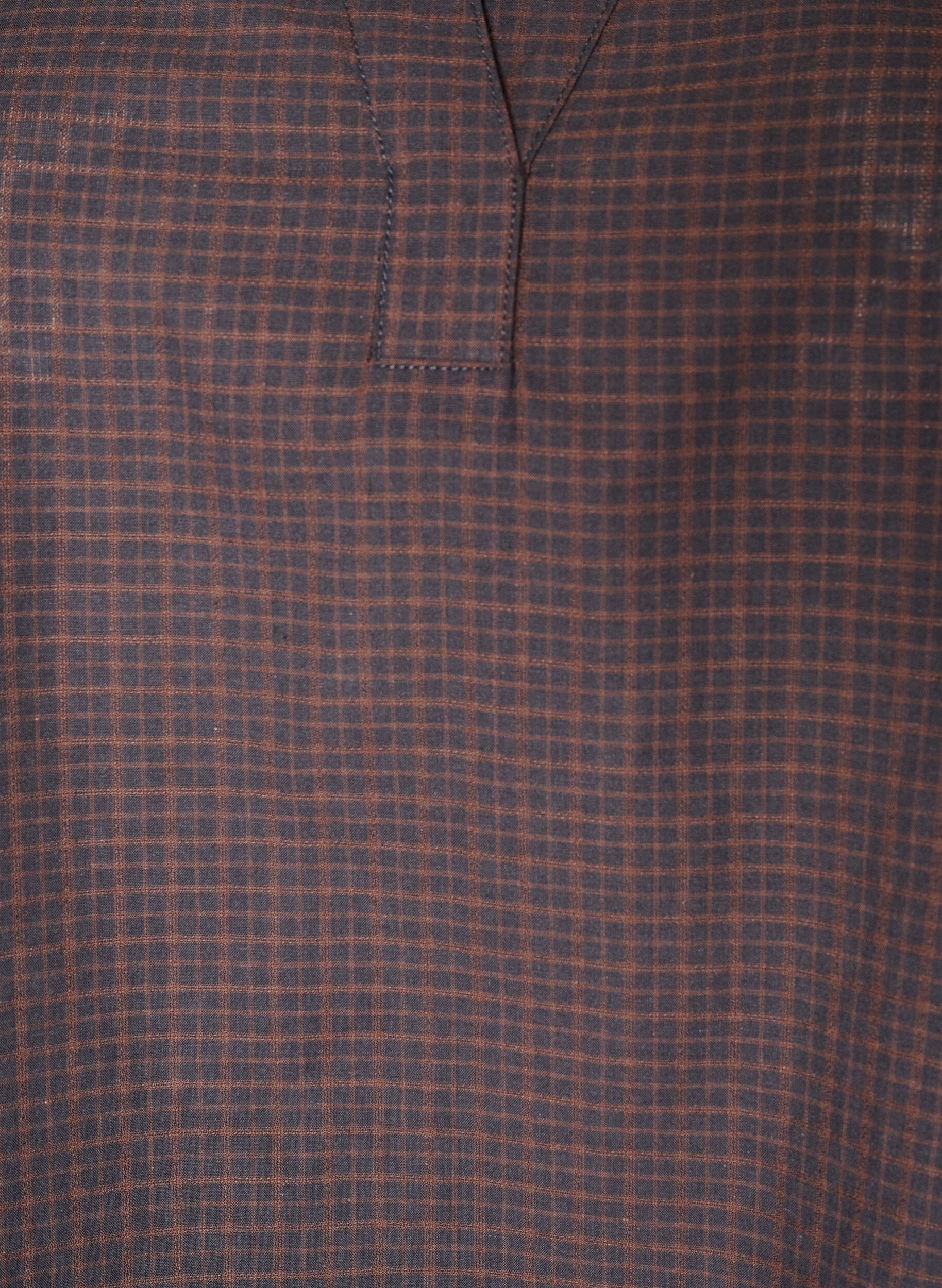 ZizzifashionChecked blouse with V-neck and 3/4 sleeves, Brown, Packshot image number 2