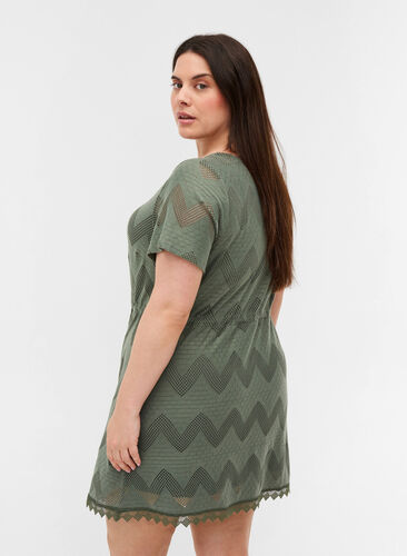 Short-sleeved tunic with adjustable waist, Agave Green, Model image number 1