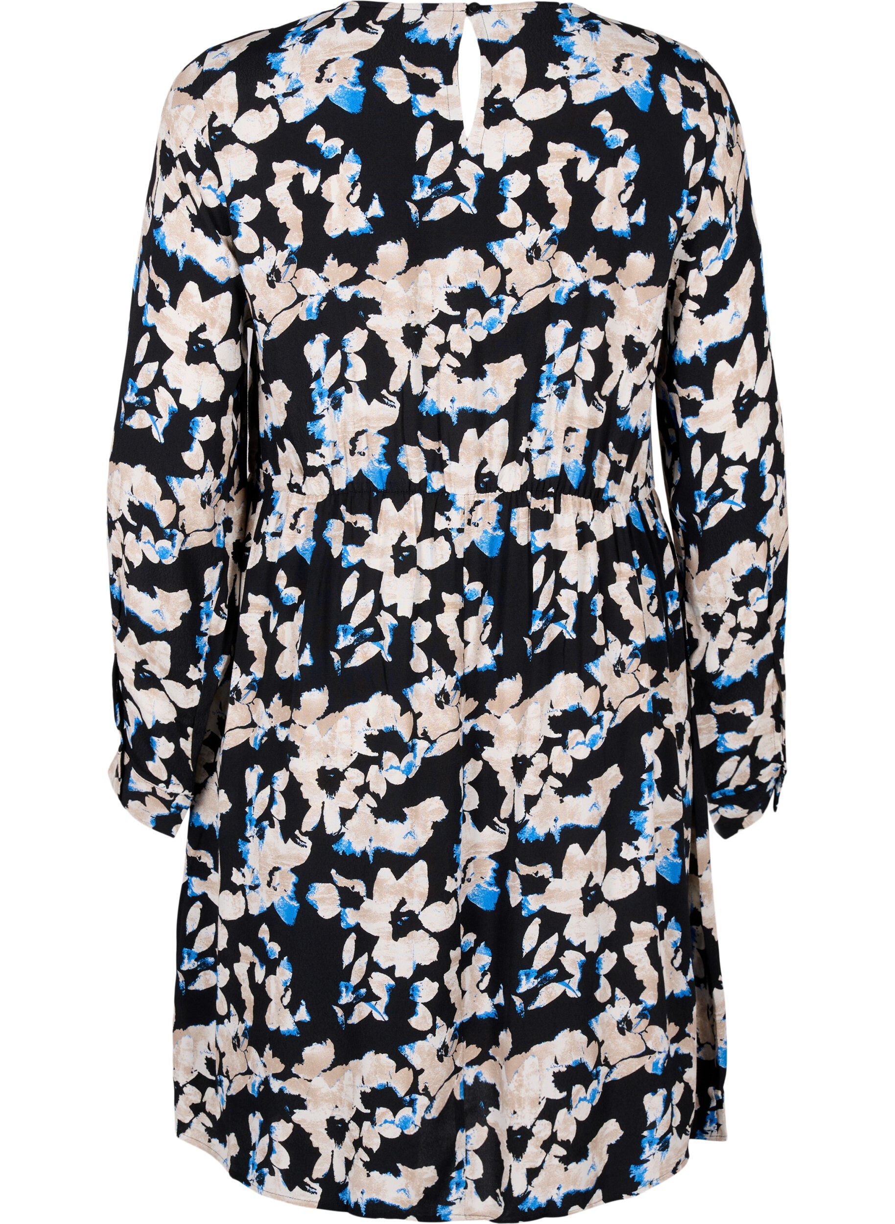 Zizzifashion Viscose dress with print and long sleeves, Black, Packshot image number 1