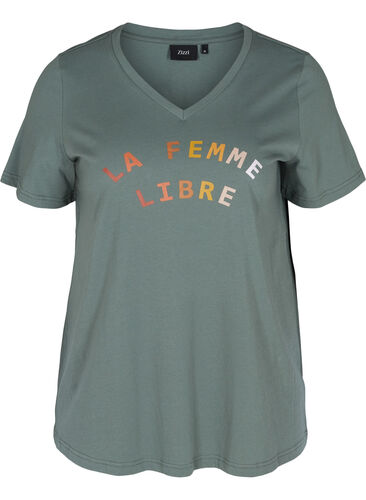 T-shirt with print, Balsam Green FEMME, Packshot image number 0