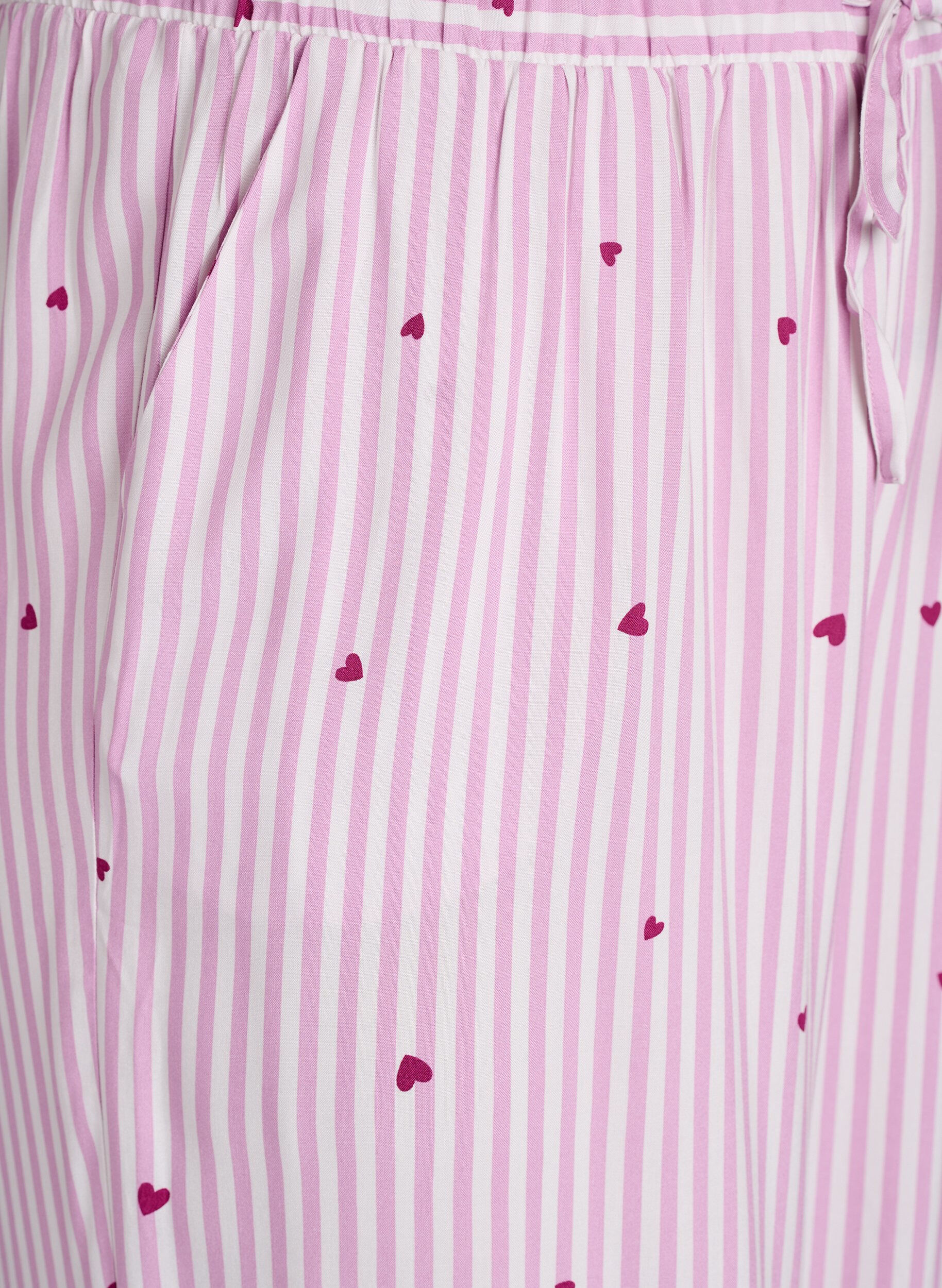 Zizzifashion Loose night trousers with stripes and hearts, Rose, Packshot image number 2