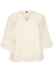 Blouse with 3/4-sleeves and ruffle details, Vanilla, Packshot image number 0