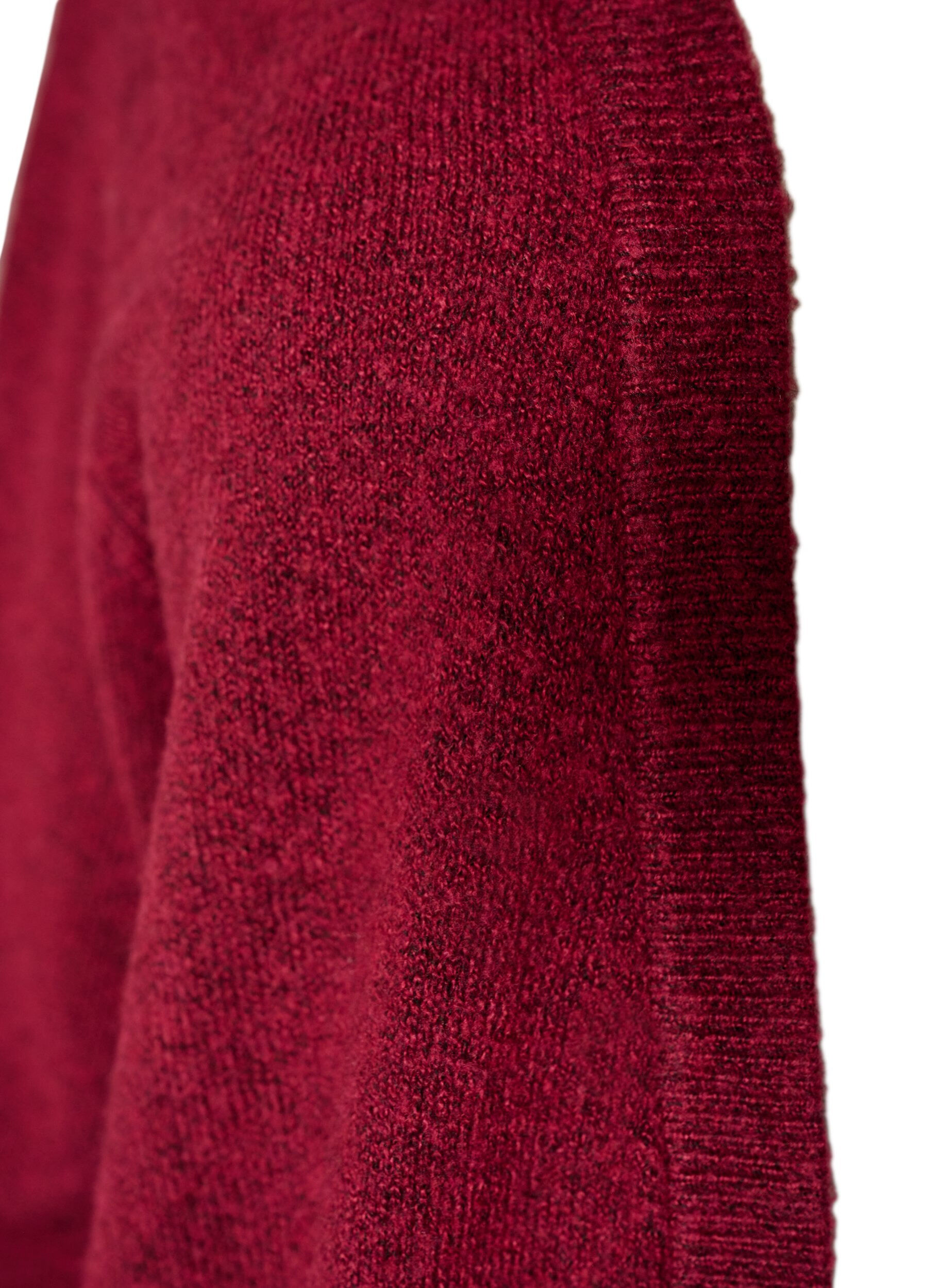 ZizzifashionRibbed Knit Cardigan with Pockets, Red, Packshot image number 2