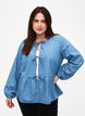 Denim peplum blouse with tie fastening, Light Blue Denim, Model image number 0