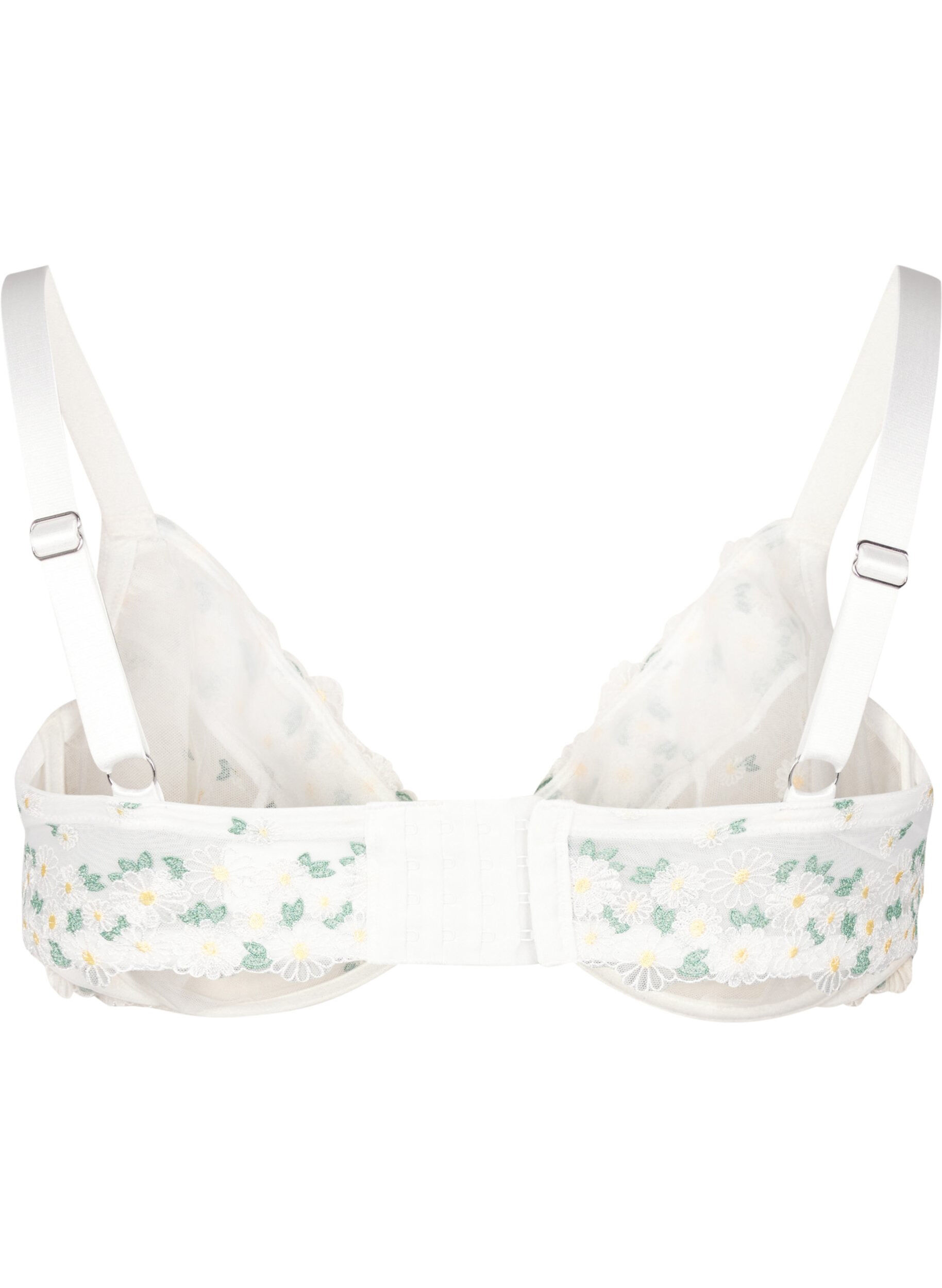Zizzifashion Balconette bra in mesh with daisy embroidery, White, Packshot image number 1