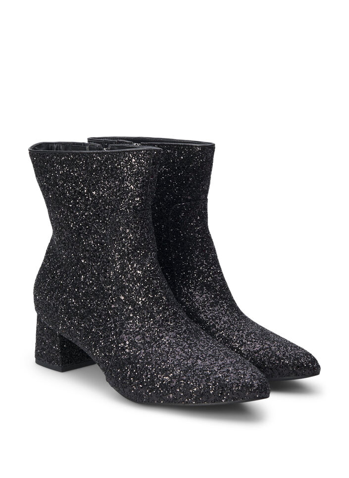 Wide fit - Glitter ankle boot, Black, Packshot image number 1
