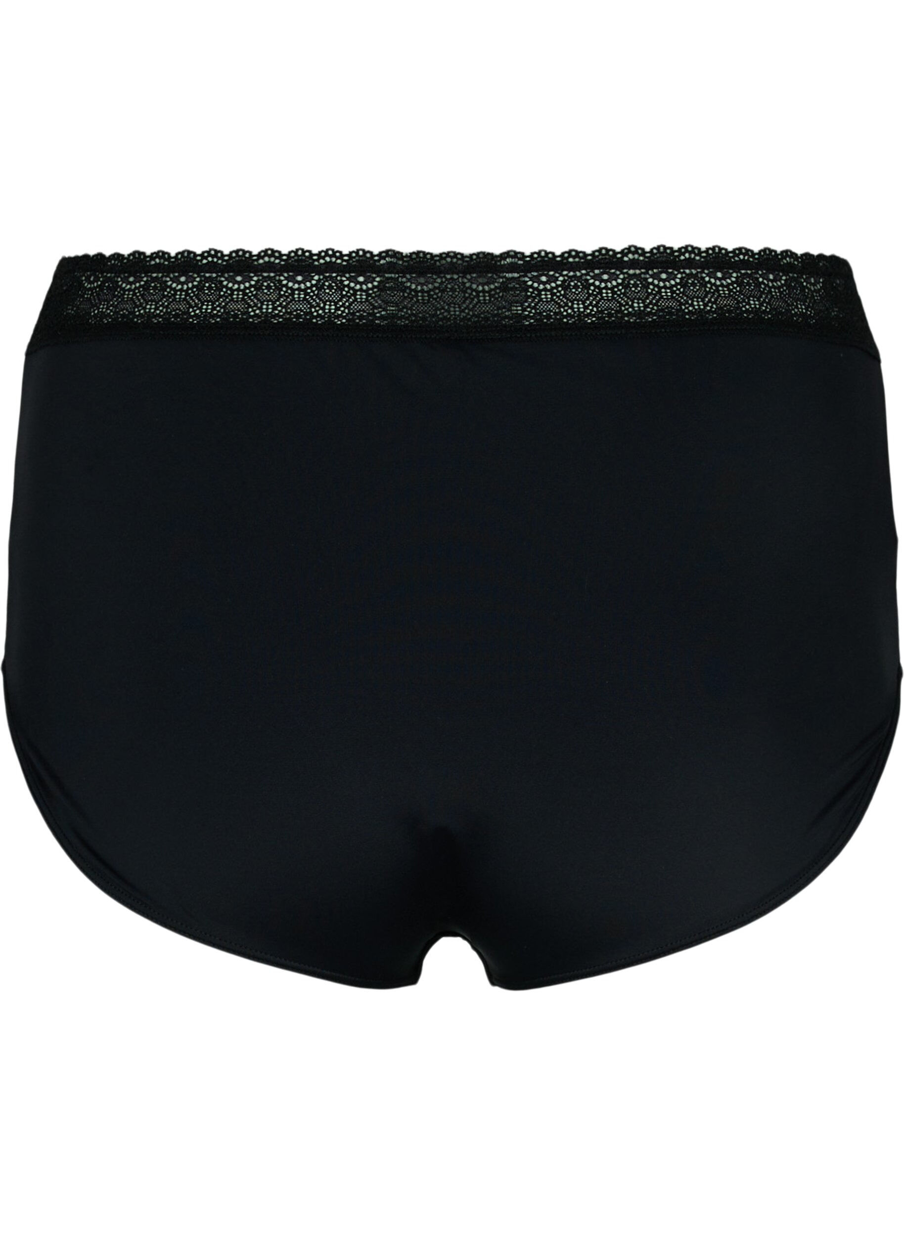 Zizzifashion High-waisted knickers with laces, Black, Packshot image number 1