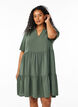 Short sleeve dress with a-line and cutlines, Green, Model image number 0