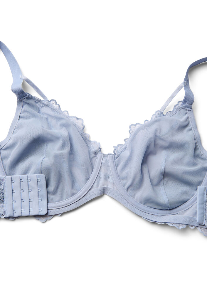Full-coverage bra with lace and string details, Light Blue, Packshot image number 4