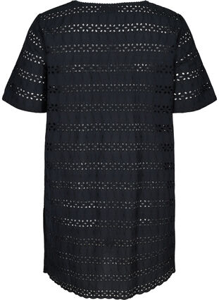 Short dress with broderie anglaise, Black, Packshot image number 1