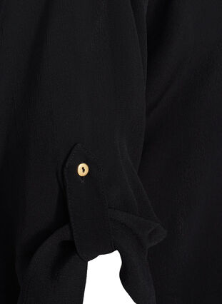 Viscose shirt with 3/4 sleeves, Black, Packshot image number 3