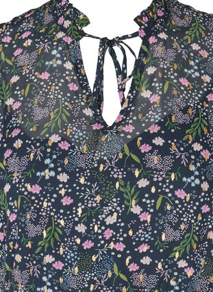 Floral print tunic with 3/4 sleeves, Black Iris Flower, Packshot image number 2