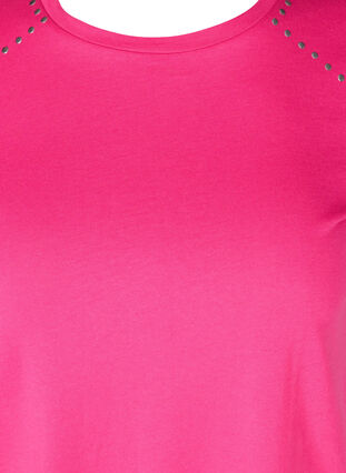 Short-sleeved cotton t-shirt with studs, Fuchsia Purple, Packshot image number 2