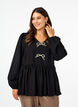 Blouse with pearl bows and long sleeves, Black, Model image number 0