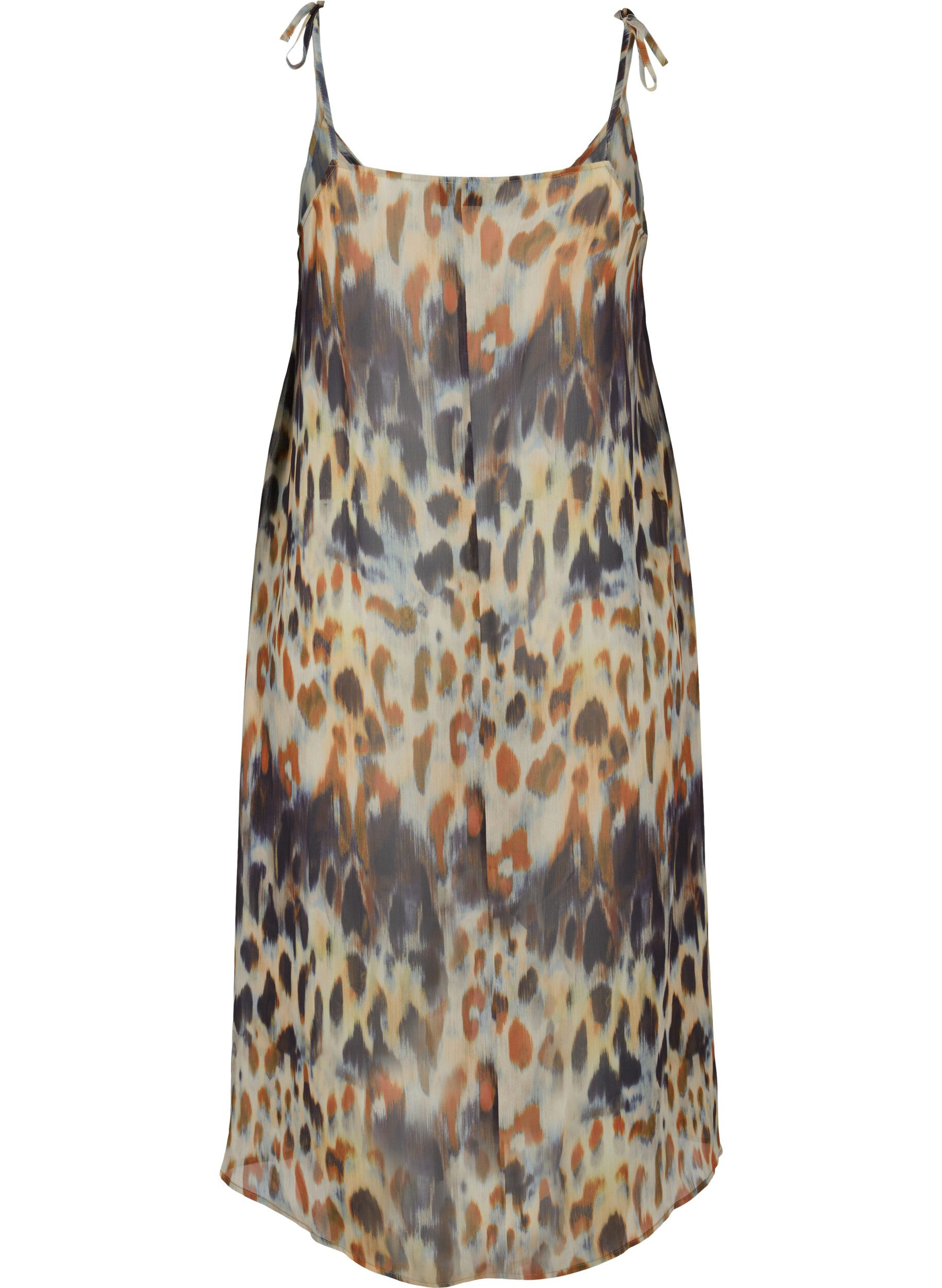Zizzifashion Leopard printed beach dress with straps, Abstract Leopard, Packshot image number 1