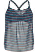 Patterned tankini top with underwire and criss-cross straps, Blue, Packshot image number 0