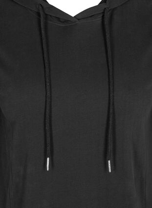 Cotton sweat dress with a hood, Black Solid, Packshot image number 2