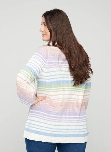 Striped knitted top with round neck, Seacrest comb, Model image number 1