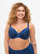 Padded underwire bra with lace, Blue, Model image number 0