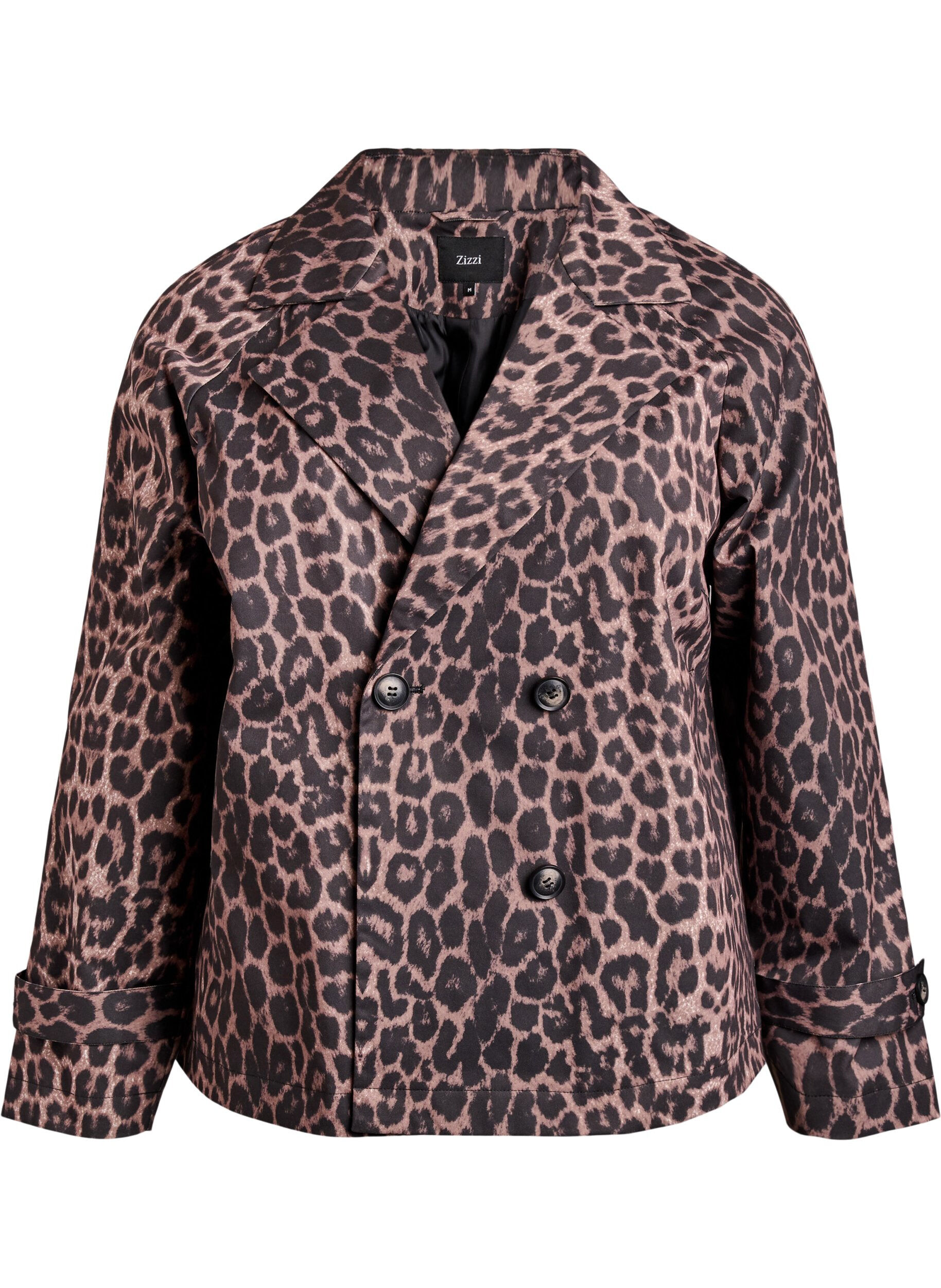 Double-breasted blazer jacket with leopard print
