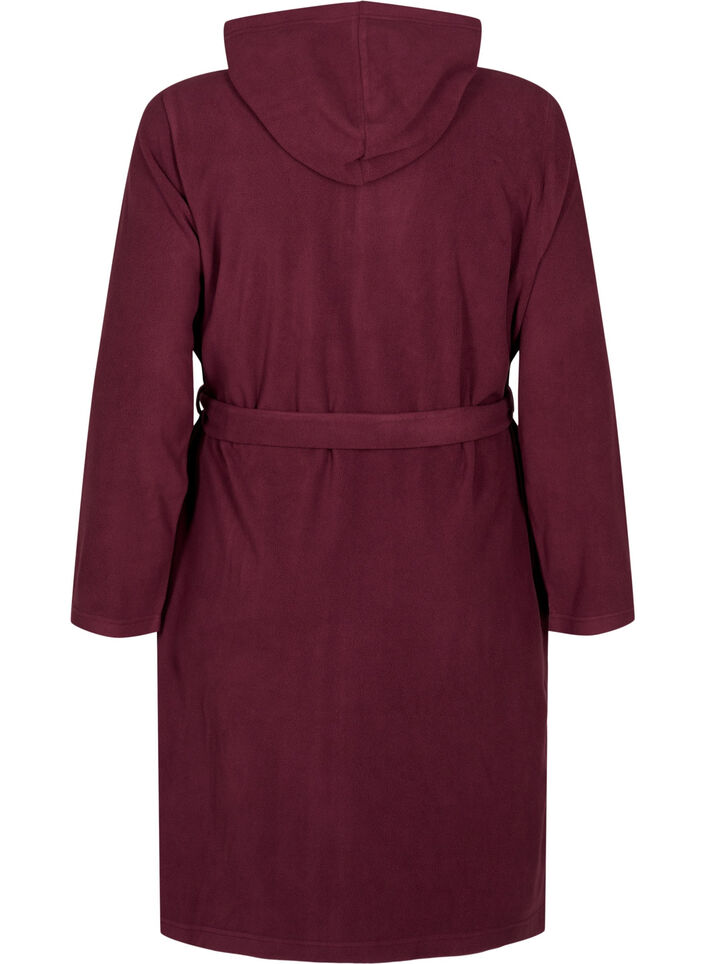 Morning robe with zipper and hood, Dark Bordeaux, Packshot image number 1