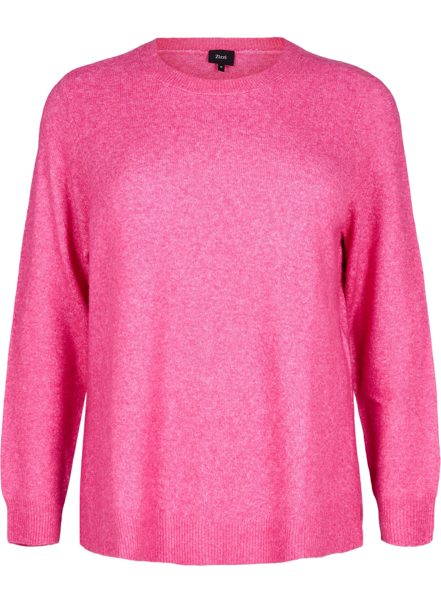 Zizzifashion Knitted top with wool and slits, Raspberry Rose Mel., Packshot image number 0