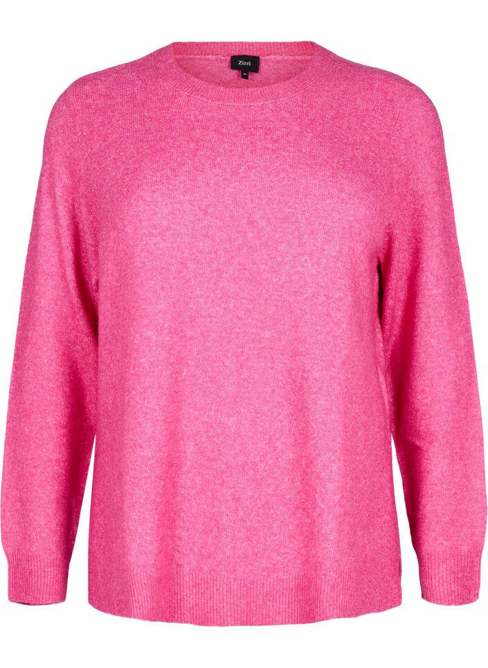 Knitted top with wool and slits, Raspberry Rose Mel., Packshot image number 0