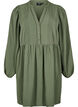 FLASH - Short dress with pleats and long sleeves, Green, Packshot image number 0