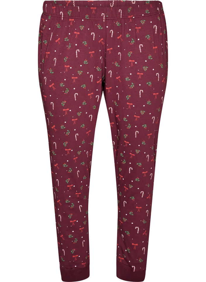 Printed pyjama bottoms, Dark Bordeaux, Packshot image number 0