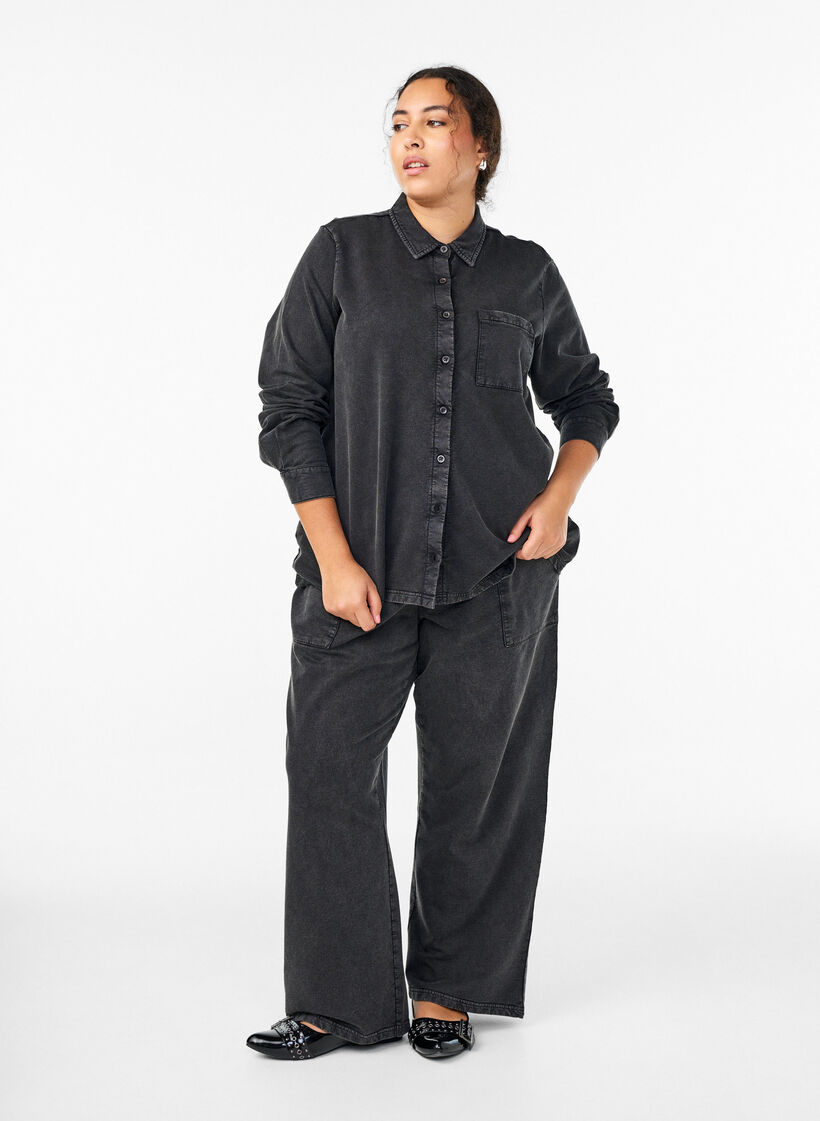 Shirt in sweat fabric with a washed effect, Dark Grey, Model image number 1