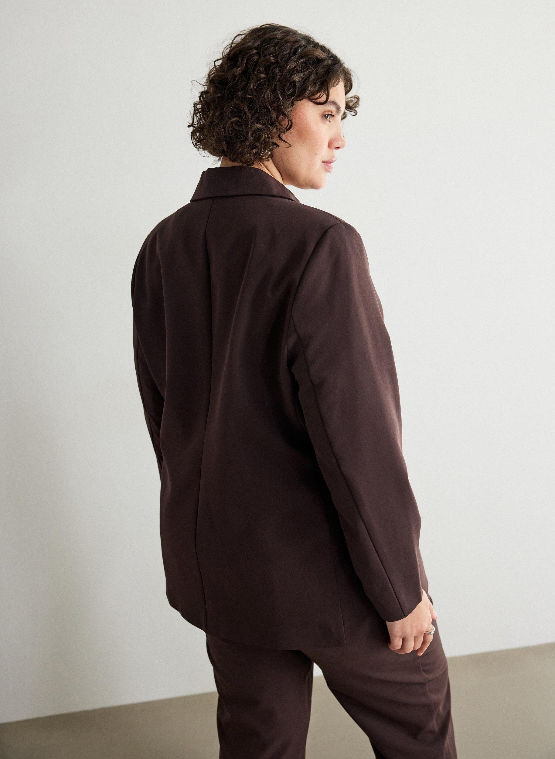 ZizzifashionClassic blazer with button fastening, Brown, Model image number 2