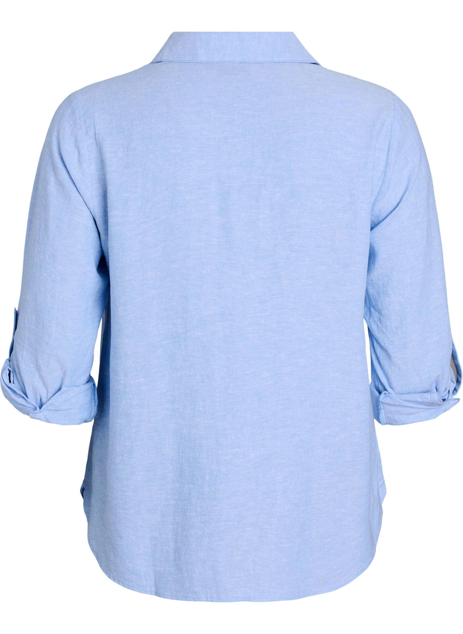 Zizzifashion Shirt in linen and viscose with 3/4 sleeves, Blue, Packshot image number 1