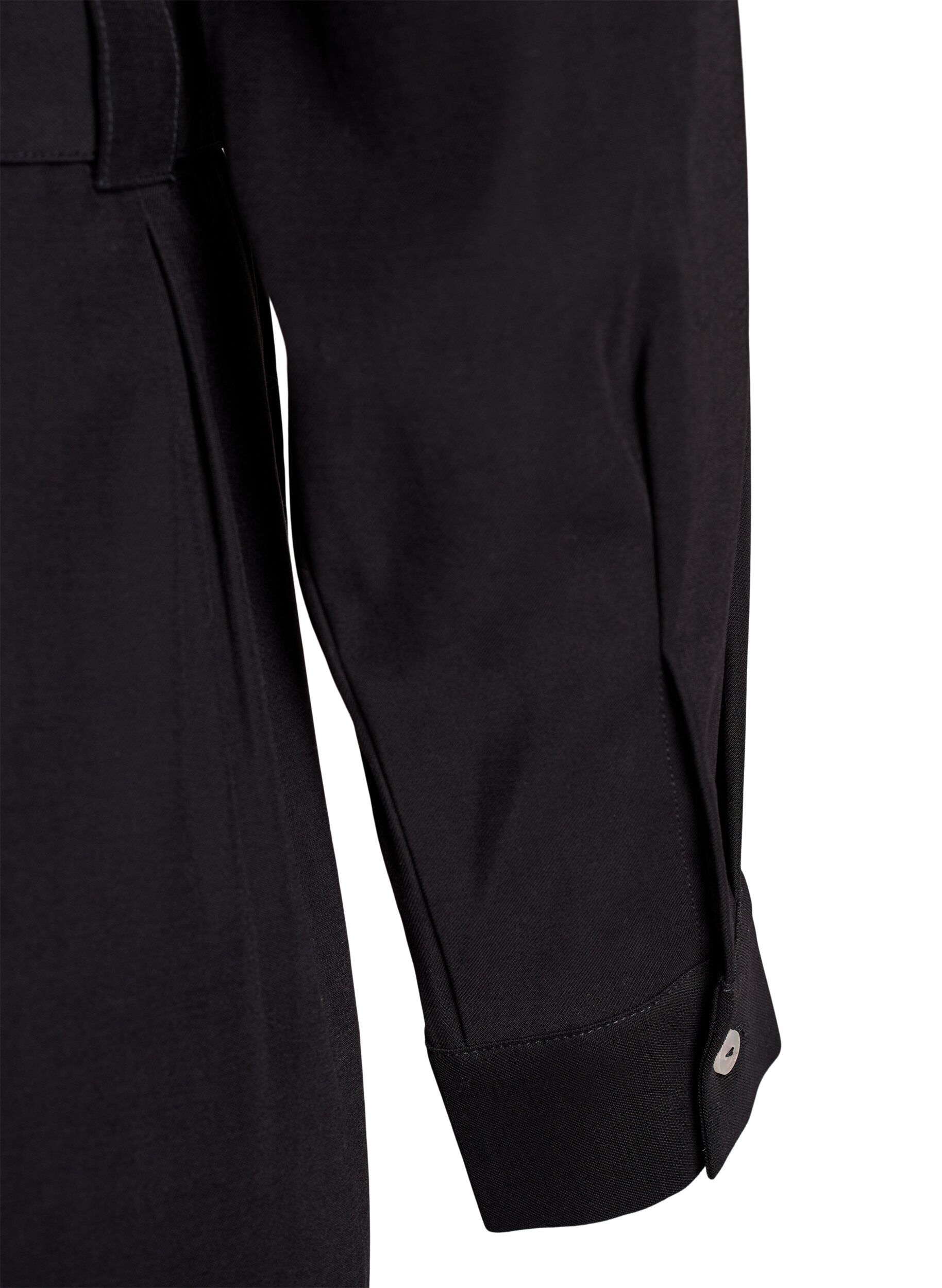 Zizzifashion Shirt dress with tie belt and long sleeves, Black, Packshot image number 3
