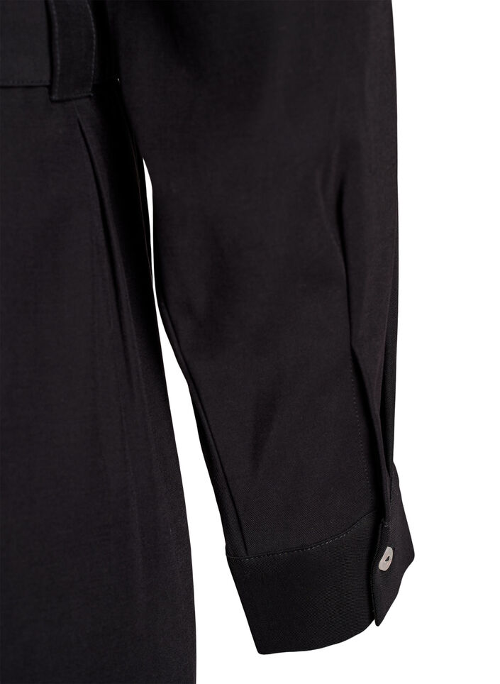 Shirt dress with tie belt and long sleeves, Black, Packshot image number 3