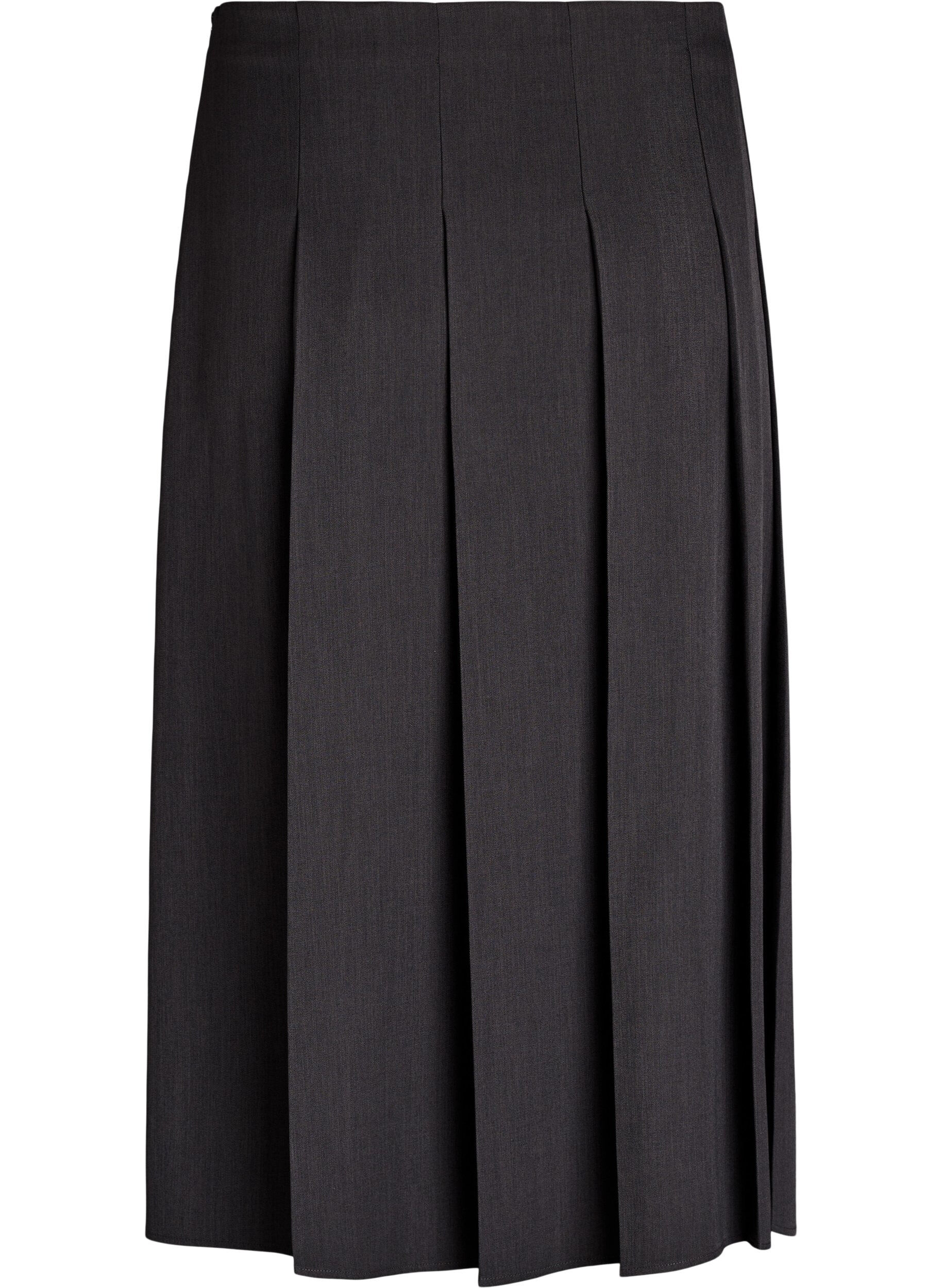 Zizzifashion Midi skirt with wide pleats, Dark Grey, Packshot image number 1