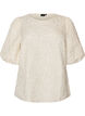 Jacquard blouse with puff sleeves and an A-line shape, Vanilla, Packshot image number 0
