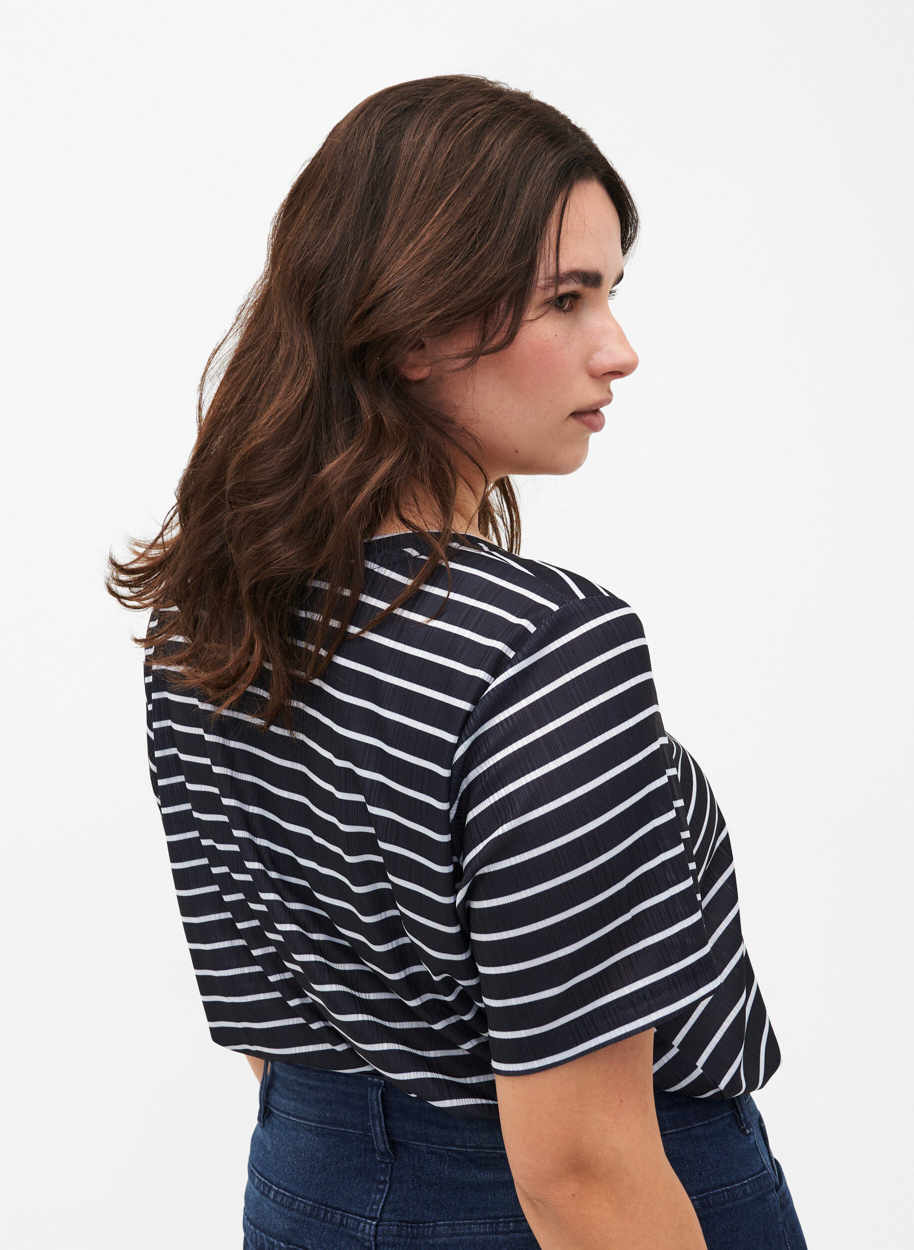 Zizzifashion FLASH - T-shirt with stripes, Night S. W. Stripe, Model image number 1