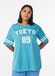 Sporty oversized college T-shirt, Blue, Model image number 0