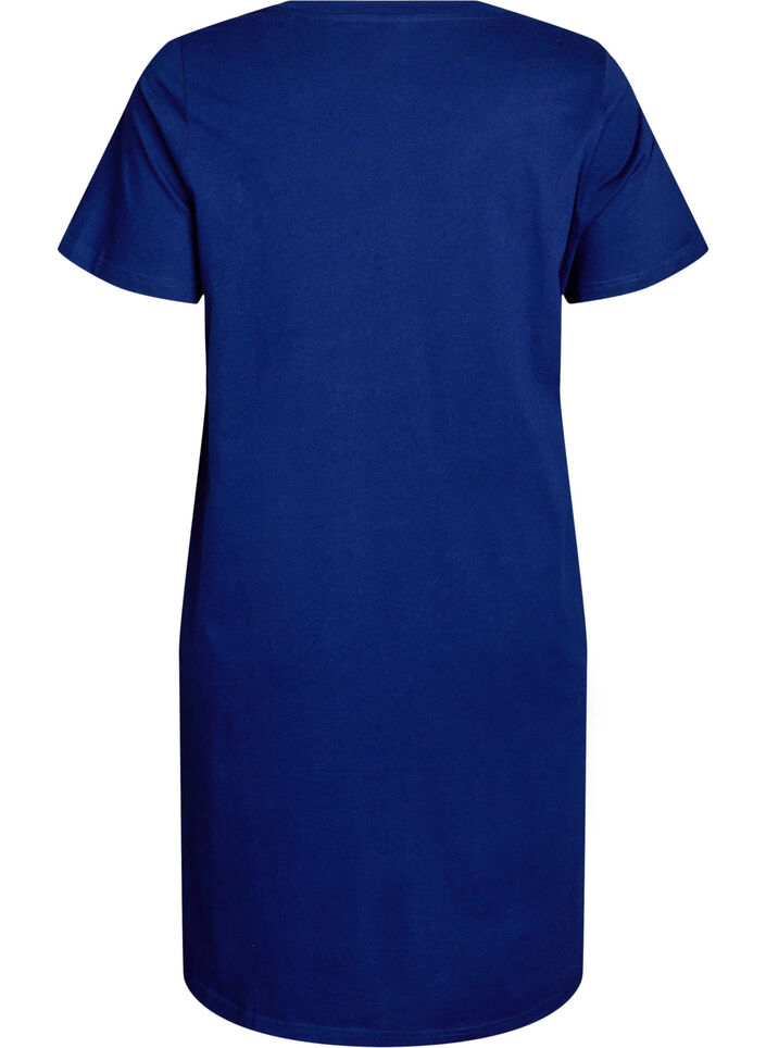 Organic cotton nightdress with V-neck, Blue, Packshot image number 1