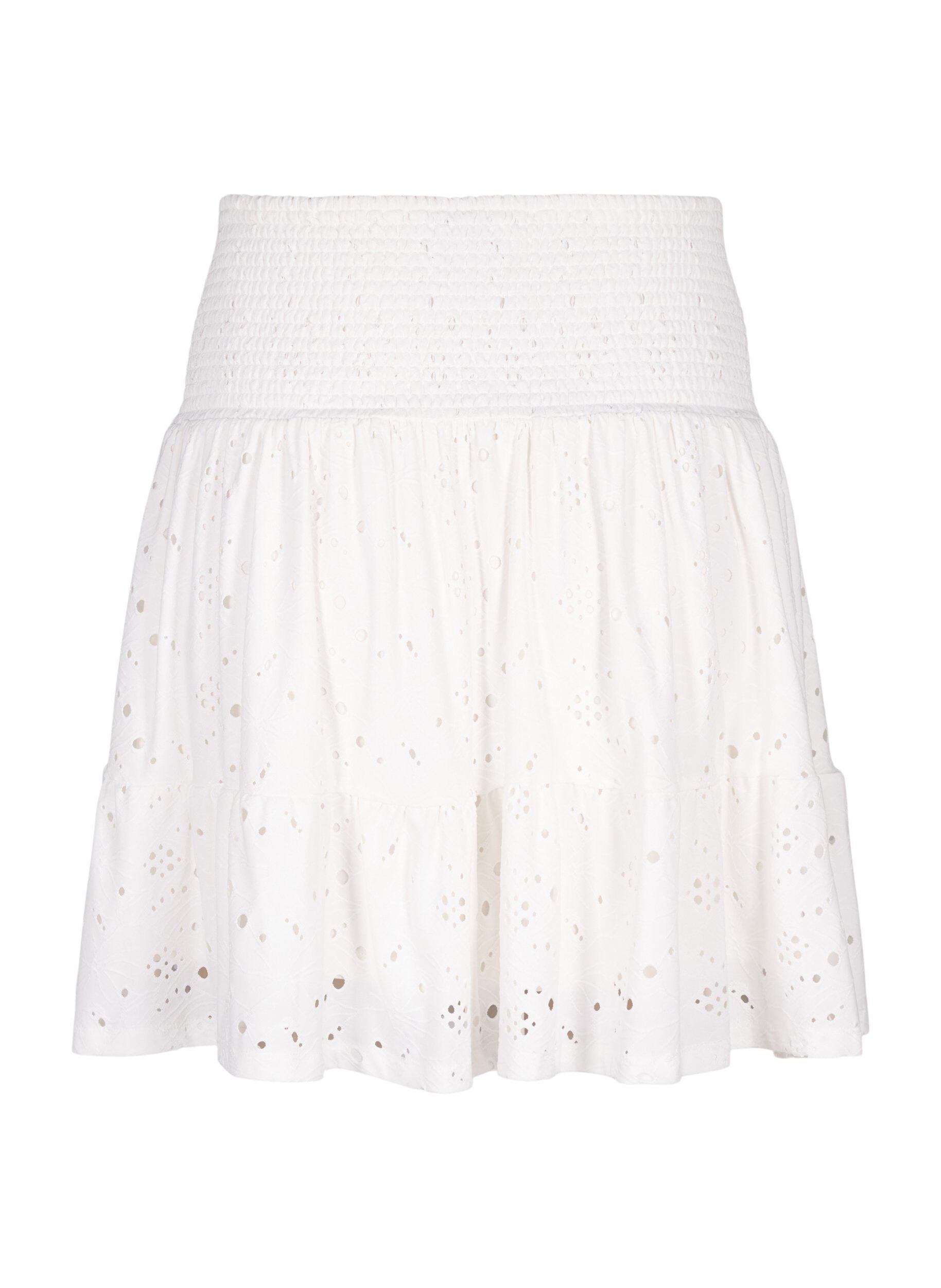Zizzifashion Smock skirt with hole pattern, Bright White, Packshot image number 1