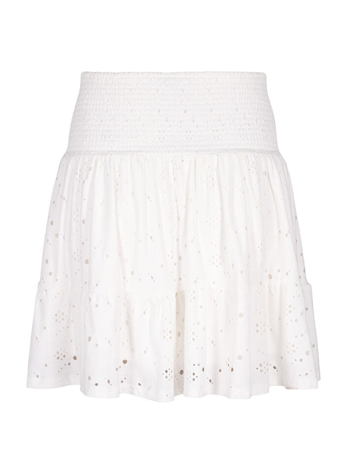 Smock skirt with hole pattern, Bright White, Packshot image number 1