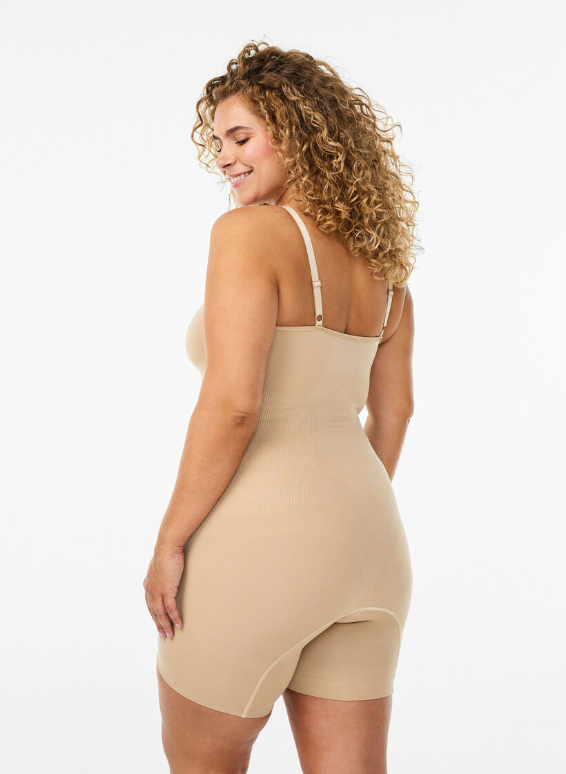 Shapewear bodysuit with opening at the bottom, Beige, Model image number 1