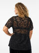 Lace blouse with short sleeves and round neck, Black, Model image number 2