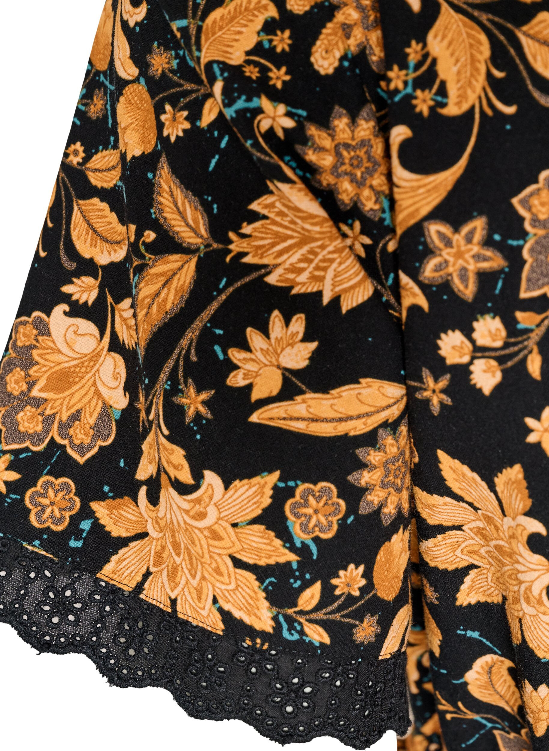 Zizzifashion Floral cotton blouse with tie-fastening, Orange, Packshot image number 4