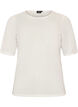 Mesh top with short sleeves and round neck, Vanilla, Packshot image number 0