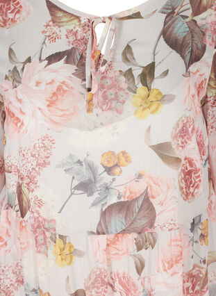 Floral Tunic with 3/4 sleeves and A-line, Light Lilac AOP, Packshot image number 2