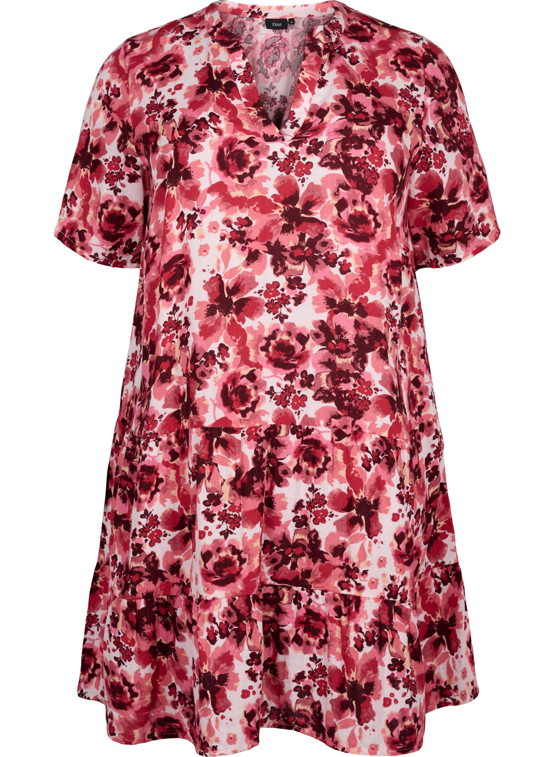 Zizzifashion Cotton dress with floral print, Pink AOP Flower, Packshot image number 0
