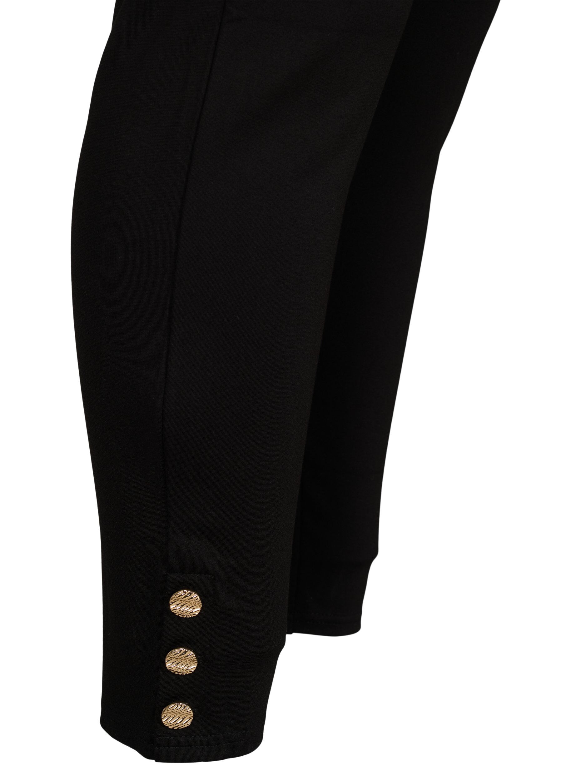 Zizzifashion Viscose leggings with button details, Black, Packshot image number 3